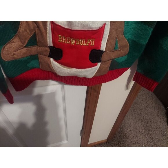 Blizzard Bay Sweater Mens Small Ugly Christmas Brewdolph Santas Drinking Camo - Picture 7 of 11